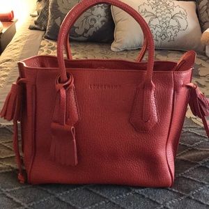 Used only once!!! Longchamp Red Leather Satchel